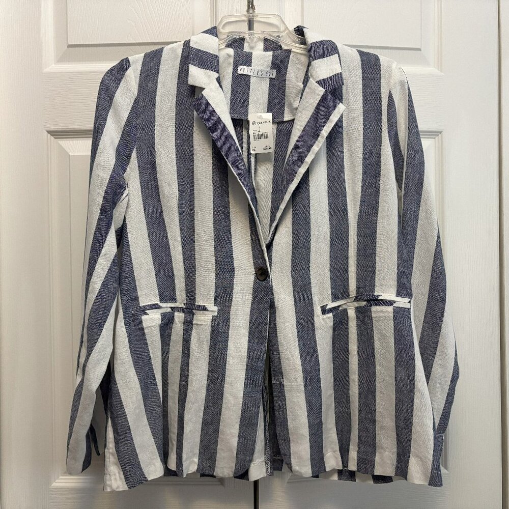 New Potter's Pot Navy and White Striped Blazer